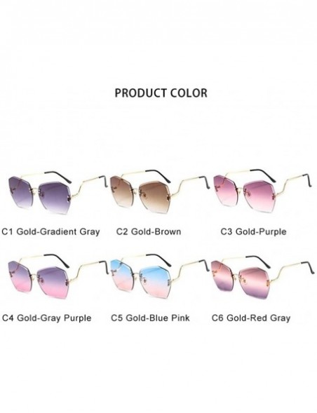 Rimless Sunshade Oversized Women Sunglasses Rimless Edge Trimming Metal Sun Glasses Luxury Brand Shades For Women - CW198OD5M...