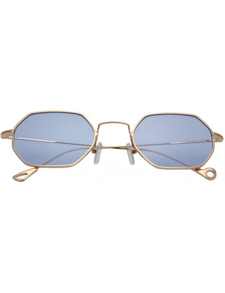 Square Classis Small Square Metal Frame Sunglasses LS7674 - Gold Frame Transparent Blue Lenses - C617AYSQA4C $13.37