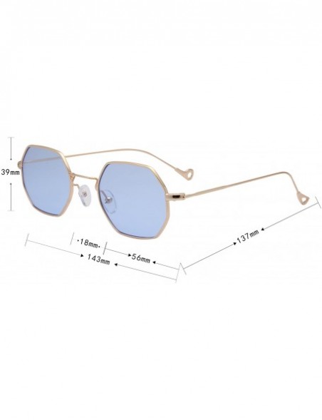 Square Classis Small Square Metal Frame Sunglasses LS7674 - Gold Frame Transparent Blue Lenses - C617AYSQA4C $13.37