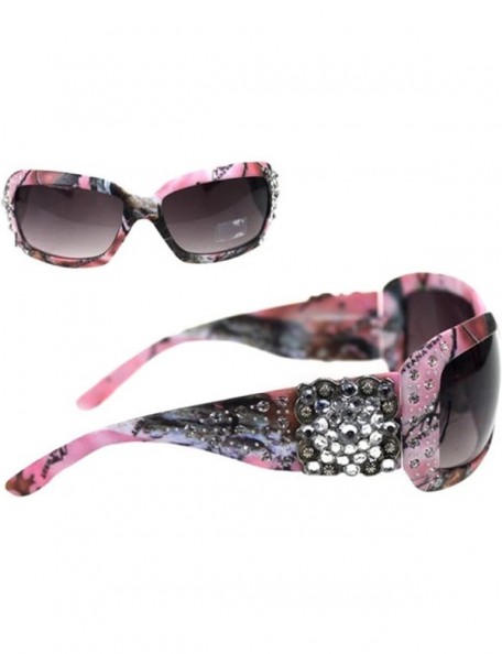 Oversized Camo Rhinestone Concho Sunglasses - Pink - CI18455ISA5 $20.69
