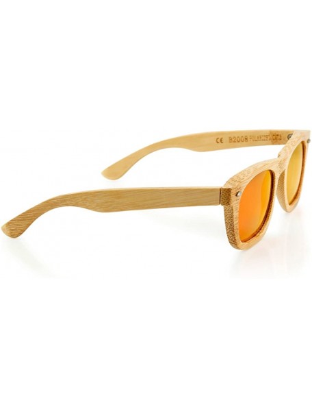 Round Polarized Bamboo lightweight Wood Vintage Sunglasses Men Women Eyewear - Red - CH127DGRDIH $17.22