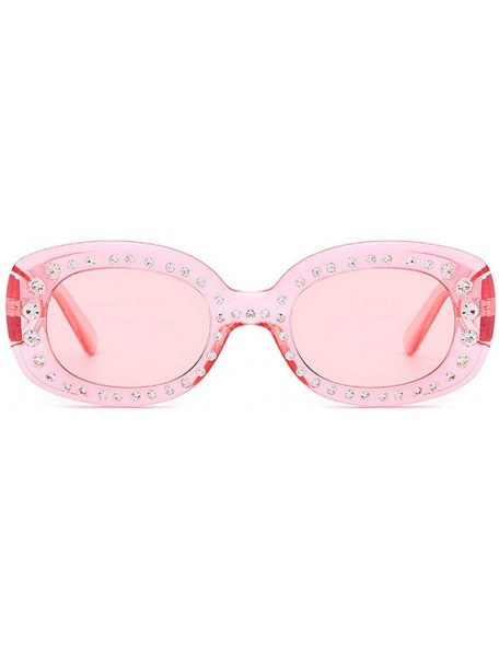 Square Lady Small Square Luxury Diamond Sunglasses Men Women Glasses Designer Fashion Male Female Shades - Pink - CZ193QCTON7...