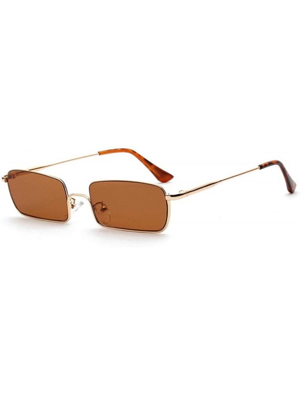 Square 2019 new fashion trend square metal retro unisex luxury brand designer sunglasses UV400 - Brown - C318R542CD7 $14.24