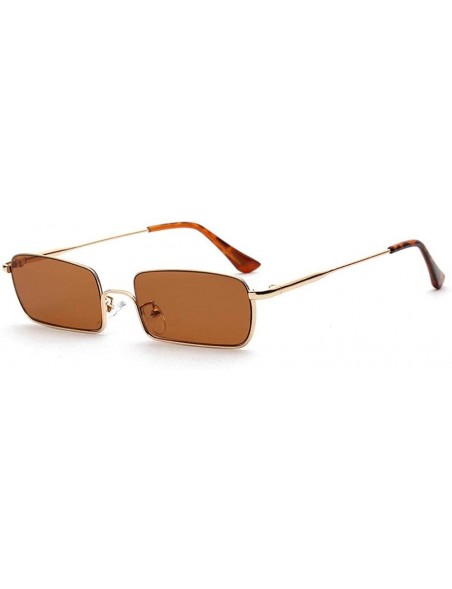 Square 2019 new fashion trend square metal retro unisex luxury brand designer sunglasses UV400 - Brown - C318R542CD7 $14.24