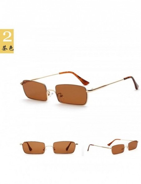 Square 2019 new fashion trend square metal retro unisex luxury brand designer sunglasses UV400 - Brown - C318R542CD7 $14.24