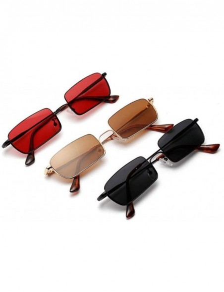 Square 2019 new fashion trend square metal retro unisex luxury brand designer sunglasses UV400 - Brown - C318R542CD7 $14.24