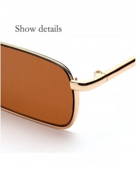 Square 2019 new fashion trend square metal retro unisex luxury brand designer sunglasses UV400 - Brown - C318R542CD7 $14.24