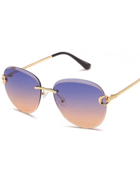 Sport Fashionable Metal Sunglasses Unisex Thin Face Big Frame Sunglasses - 5 - CL19058WNWS $67.17