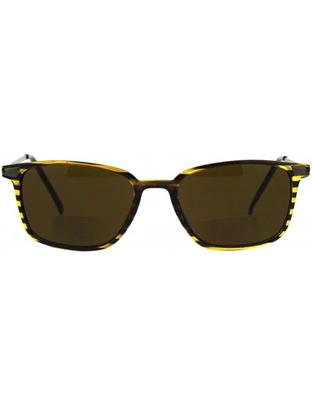Rectangular Bifocal Reading Lens Sunglasses Magnified Bottom Lens Stylish Rectangle Frame - Brown Stripe - CO18EMGO535 $12.74