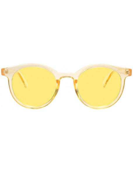 Goggle Round Sunglasses Vintage UV400 Protection for Women Outdoor Glasses Tinted Lens (Yellow/Yellow) - CI18OKEKUTH $20.24
