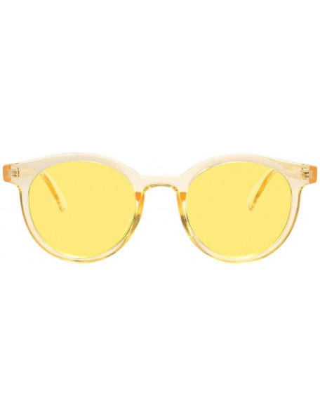 Goggle Round Sunglasses Vintage UV400 Protection for Women Outdoor Glasses Tinted Lens (Yellow/Yellow) - CI18OKEKUTH $10.73