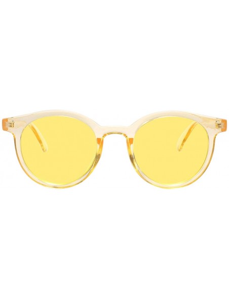 Goggle Round Sunglasses Vintage UV400 Protection for Women Outdoor Glasses Tinted Lens (Yellow/Yellow) - CI18OKEKUTH $10.73