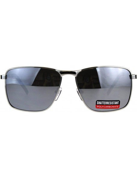 Rectangular Mens Rectangular Metal Frame Classic Officer Sunglasses - Silver Mirror - CS180STRZ9S $9.65