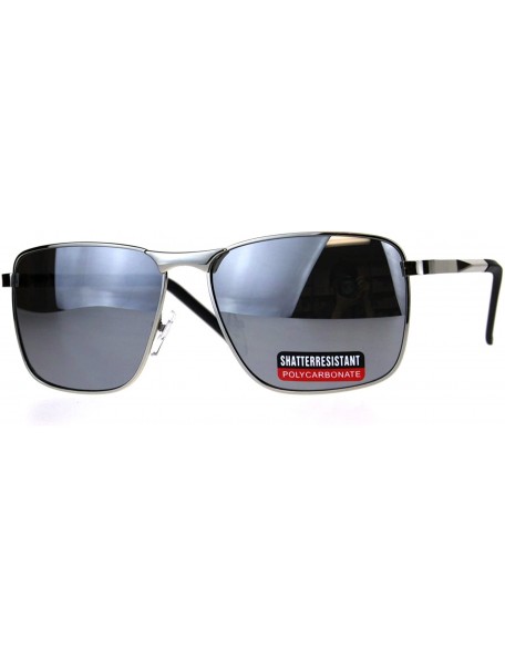 Rectangular Mens Rectangular Metal Frame Classic Officer Sunglasses - Silver Mirror - CS180STRZ9S $9.65