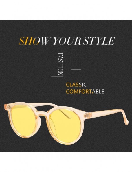 Goggle Round Sunglasses Vintage UV400 Protection for Women Outdoor Glasses Tinted Lens (Yellow/Yellow) - CI18OKEKUTH $10.73