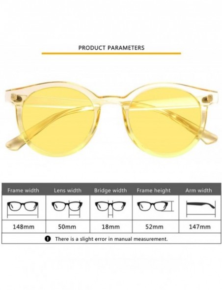 Goggle Round Sunglasses Vintage UV400 Protection for Women Outdoor Glasses Tinted Lens (Yellow/Yellow) - CI18OKEKUTH $10.73