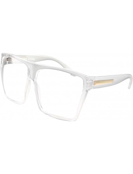 Oversized XL Super Oversized Clear Frame Lens Glasses Flat Top Square Eyeglasses - C0183CM8MQ8 $11.64