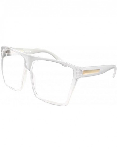 Oversized XL Super Oversized Clear Frame Lens Glasses Flat Top Square Eyeglasses - C0183CM8MQ8 $11.64