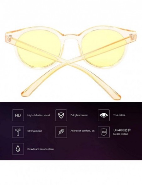 Goggle Round Sunglasses Vintage UV400 Protection for Women Outdoor Glasses Tinted Lens (Yellow/Yellow) - CI18OKEKUTH $10.73