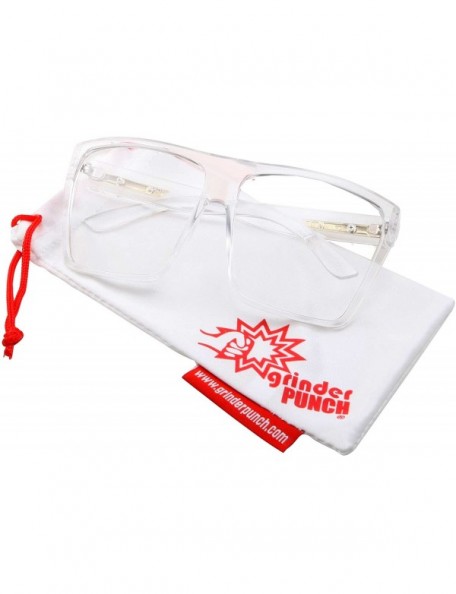 Oversized XL Super Oversized Clear Frame Lens Glasses Flat Top Square Eyeglasses - C0183CM8MQ8 $11.64