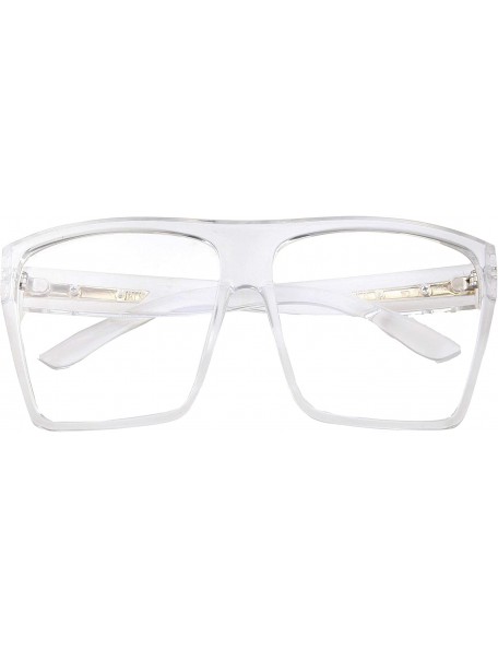 Oversized XL Super Oversized Clear Frame Lens Glasses Flat Top Square Eyeglasses - C0183CM8MQ8 $11.64