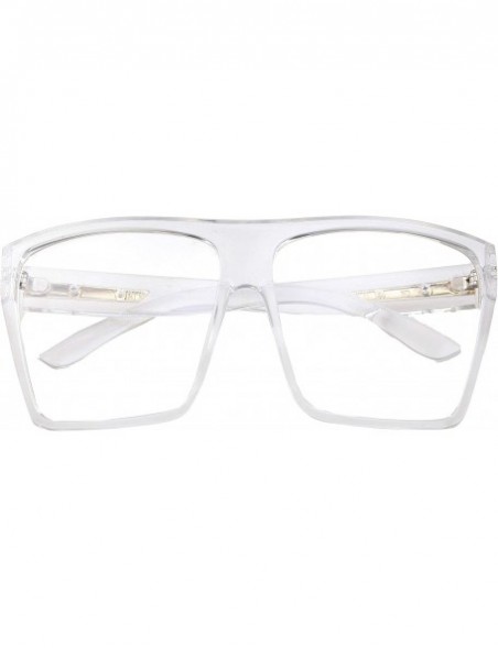 Oversized XL Super Oversized Clear Frame Lens Glasses Flat Top Square Eyeglasses - C0183CM8MQ8 $11.64