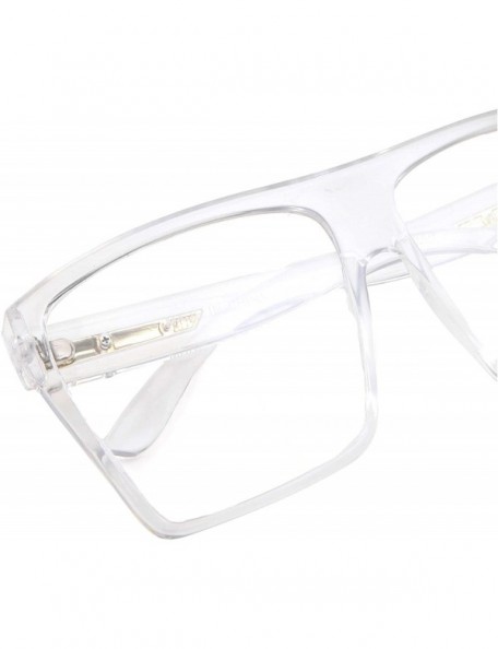 Oversized XL Super Oversized Clear Frame Lens Glasses Flat Top Square Eyeglasses - C0183CM8MQ8 $11.64