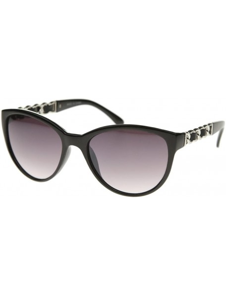 Cat Eye Vintage Fashion Braided Leather Cat Eye Sunglasses S61NGW3155 - Silver - CZ183R9CMSZ $21.39