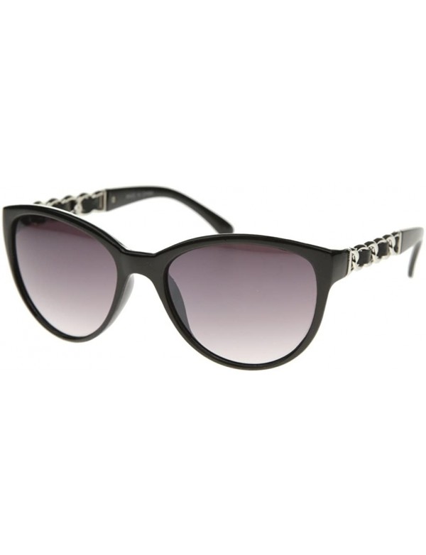 Cat Eye Vintage Fashion Braided Leather Cat Eye Sunglasses S61NGW3155 - Silver - CZ183R9CMSZ $17.83