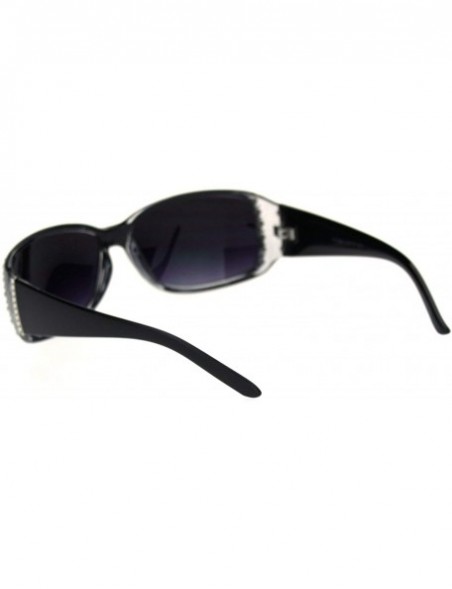 Rectangular Rhinestone Studded Womens Narrow Rectangular 90s Plastic Sunglasses - Black Smoke - CK18QZ6H097 $12.02