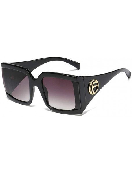 Rectangular Thick Rim Designer Oversized Square Sunglasses for Women Bold Multi Tinted Frame - Black - CM18Y3XW3WX $30.40