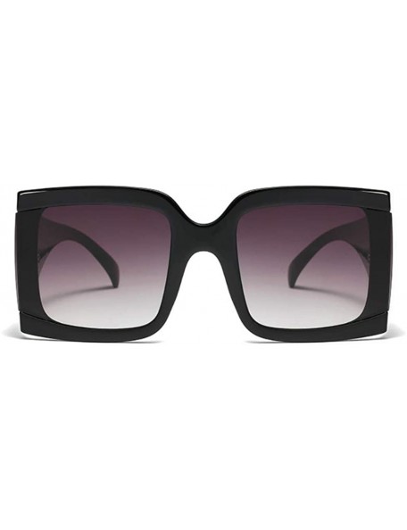 Rectangular Thick Rim Designer Oversized Square Sunglasses for Women Bold Multi Tinted Frame - Black - CM18Y3XW3WX $12.40