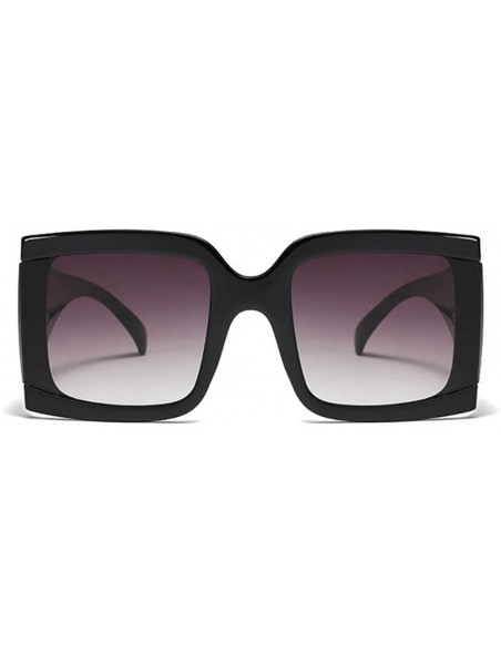 Rectangular Thick Rim Designer Oversized Square Sunglasses for Women Bold Multi Tinted Frame - Black - CM18Y3XW3WX $12.40