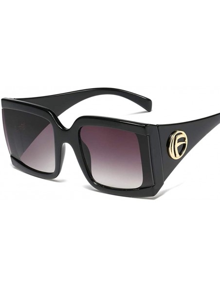 Rectangular Thick Rim Designer Oversized Square Sunglasses for Women Bold Multi Tinted Frame - Black - CM18Y3XW3WX $12.40