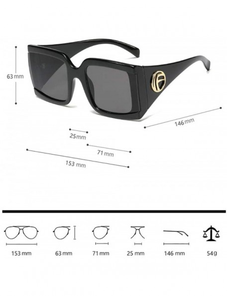 Rectangular Thick Rim Designer Oversized Square Sunglasses for Women Bold Multi Tinted Frame - Black - CM18Y3XW3WX $12.40