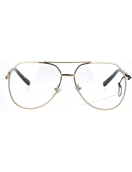 Oversized Mens Oversize Geeky Metal Rim Designer Pilot Clear Lens Eye Glasses - Light Gold - CK182IHL3HE $10.45