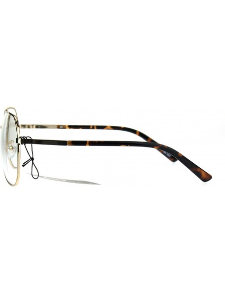 Oversized Mens Oversize Geeky Metal Rim Designer Pilot Clear Lens Eye Glasses - Light Gold - CK182IHL3HE $10.45