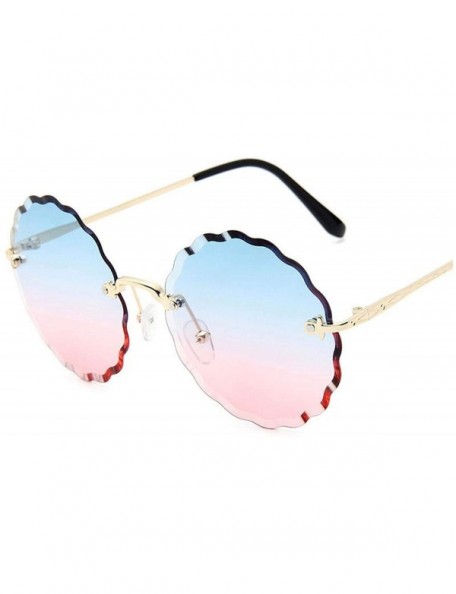 Round RimlWomen Sunglasses 2019 Clear Alloy Frame Vintage Retro Designer Eyeglasses Adult Shades - Blue Pink - CU197Y6USHD $1...