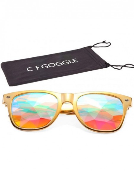 Cat Eye Kaleidoscope Glasses Festival Cosplay Rainbow Prism Sunglasses Goggles - Yellow(square) - CS18DZL6ROK $14.64