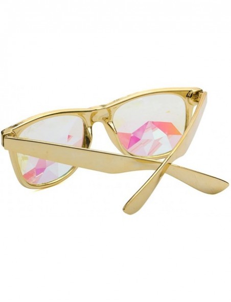 Cat Eye Kaleidoscope Glasses Festival Cosplay Rainbow Prism Sunglasses Goggles - Yellow(square) - CS18DZL6ROK $14.64