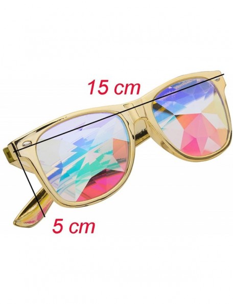 Cat Eye Kaleidoscope Glasses Festival Cosplay Rainbow Prism Sunglasses Goggles - Yellow(square) - CS18DZL6ROK $14.64