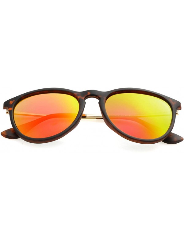 Round Round Polarized Sunglasses for Women Classic Vintage Mirrored Sun Glasses - 100% UV Blocking - CQ194LI8ILN $17.18