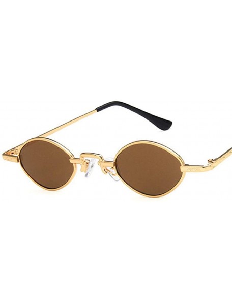Oval Vintage Small Sunglasses Oval Slender Metal Frame Candy Colors - E - CK18S6SUHRI $18.14