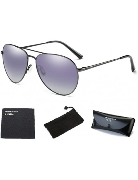Aviator Mens Womens Aviator UV400 Polarized Sunglasses with Sun Glasses Case - Black/Grey Board - CI1864GLDT2 $18.84