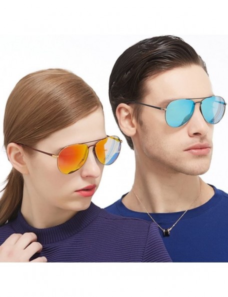 Aviator Mens Womens Aviator UV400 Polarized Sunglasses with Sun Glasses Case - Black/Grey Board - CI1864GLDT2 $18.84