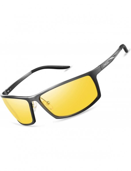 Oval Night Vision Glasses- Polarized Anti Glare Driving glasses for Men with Stylish Case - Nvg-g9001 - CK192K5GGHR $8.62