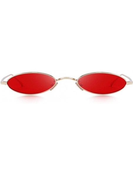 Oval DESIGN Women Fashion Small Oval Sunglasses Red Lense UV400 C03 Silver Clear - C02 Gold Clear - C118YKTQ3Z2 $14.84