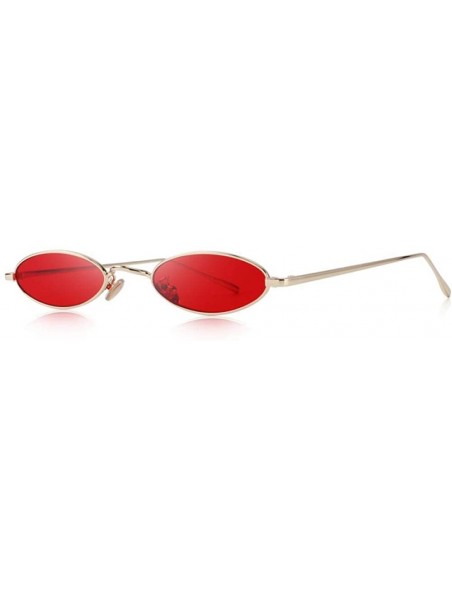 Oval DESIGN Women Fashion Small Oval Sunglasses Red Lense UV400 C03 Silver Clear - C02 Gold Clear - C118YKTQ3Z2 $14.84