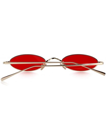 Oval DESIGN Women Fashion Small Oval Sunglasses Red Lense UV400 C03 Silver Clear - C02 Gold Clear - C118YKTQ3Z2 $14.84
