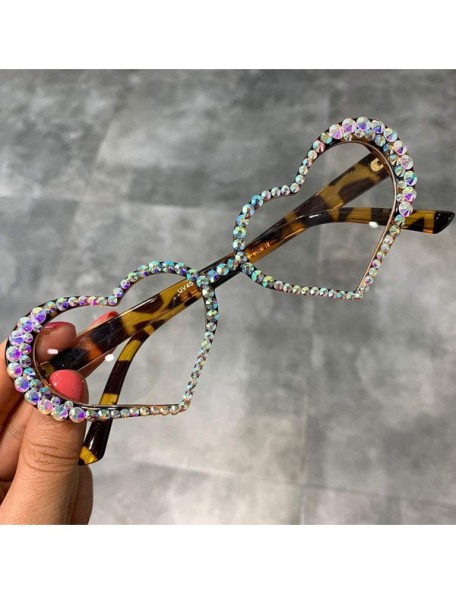 Rimless Vintage Heart Sunglasses Women Fashion Luxury Rhinestone Decoration Cat Eye Men Eyeglasses Clear Glasses - CV198ZZNCN...